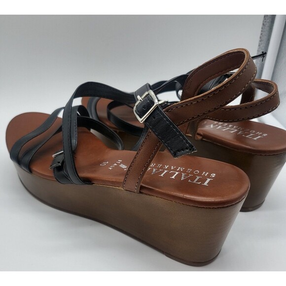 Women’s Platform Heels Open Toe Ankle Strap Italian Shoemakers Black Size 10 - Picture 5 of 7